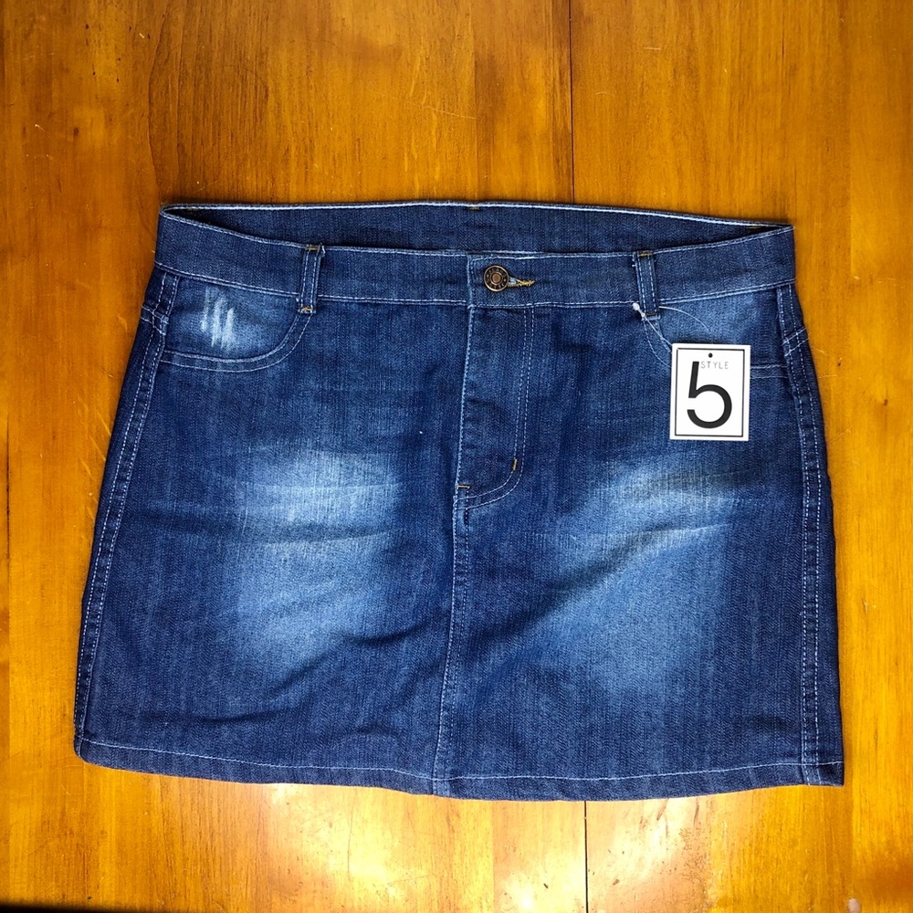 5Style Blue Distressed Faded Mini Skirt Size Large